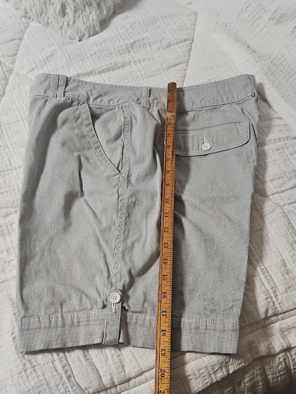 Faded Glory Light Blue Pinstripe Flat-Front Women's Shorts Size 16